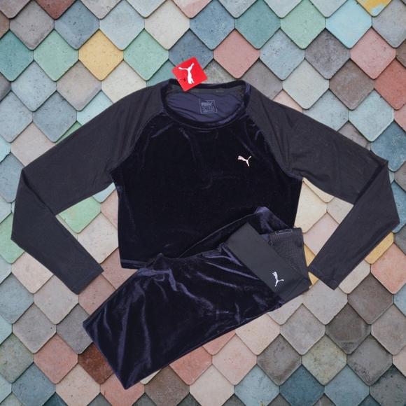 NWT PUMA EXPLOSIVE VELVET TOP AND TIGHTS - Picture 1 of 10